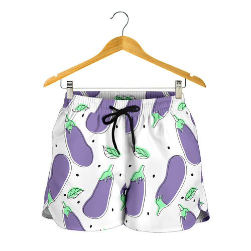 Eggplant Pattern Print Design 05 Women Shorts