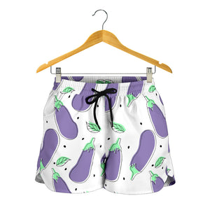 Eggplant Pattern Print Design 05 Women Shorts