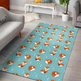 Fox Pattern Blue B Ackground Area Rug