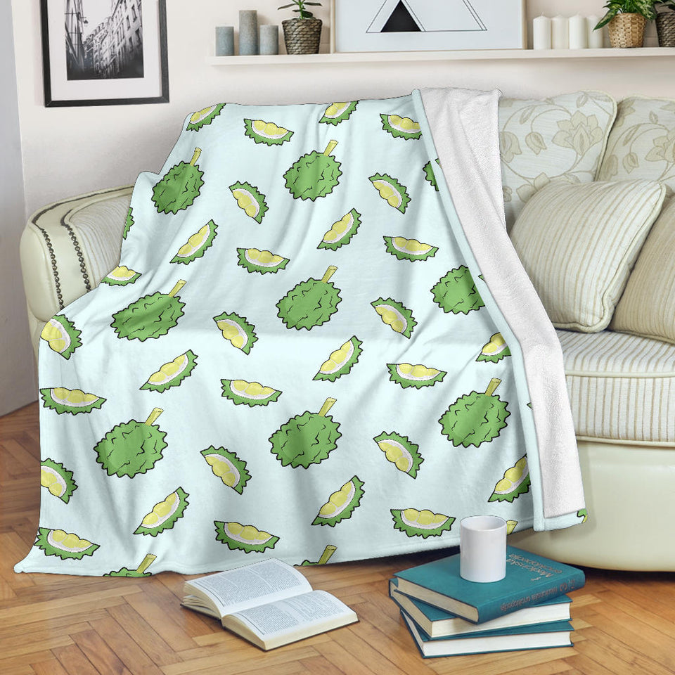 Durian Pattern Blue Background Premium Blanket