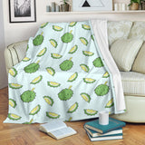Durian Pattern Blue Background Premium Blanket