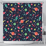Colorful Space Pattern Planet Star Shower Curtain Fulfilled In US