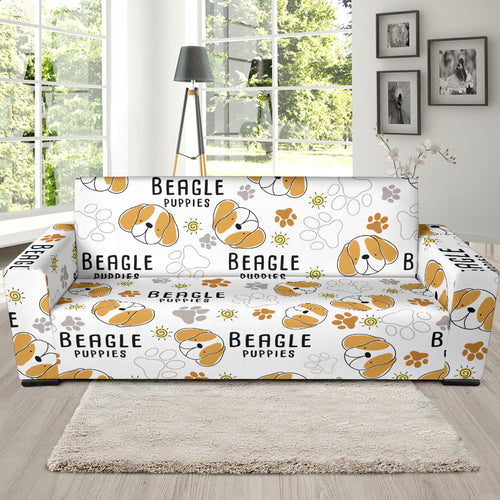 Cute Beagle Dog Pattern Background Sofa Slipcover