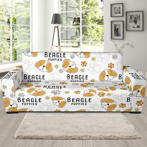Cute Beagle Dog Pattern Background Sofa Slipcover