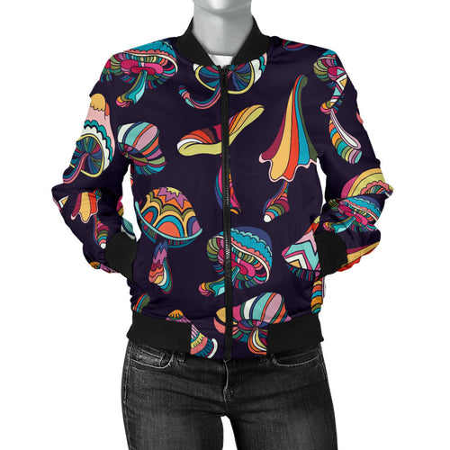 Colorful Mushroom Pattern Women'S Bomber Jacket