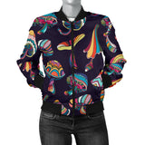 Colorful Mushroom Pattern Women'S Bomber Jacket