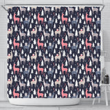 Deers Winter Christmas Pattern Shower Curtain Fulfilled In US
