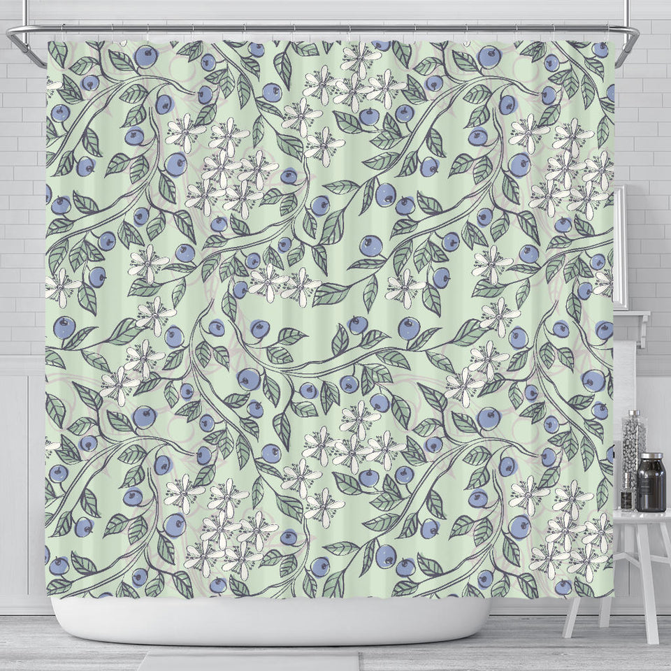 Hand Drawn Blueberry Pattern Shower Curtain Fulfilled In US