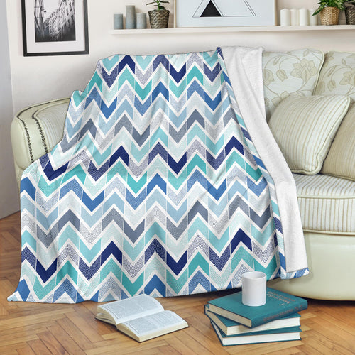 Zigzag  Chevron Blue Pattern Premium Blanket