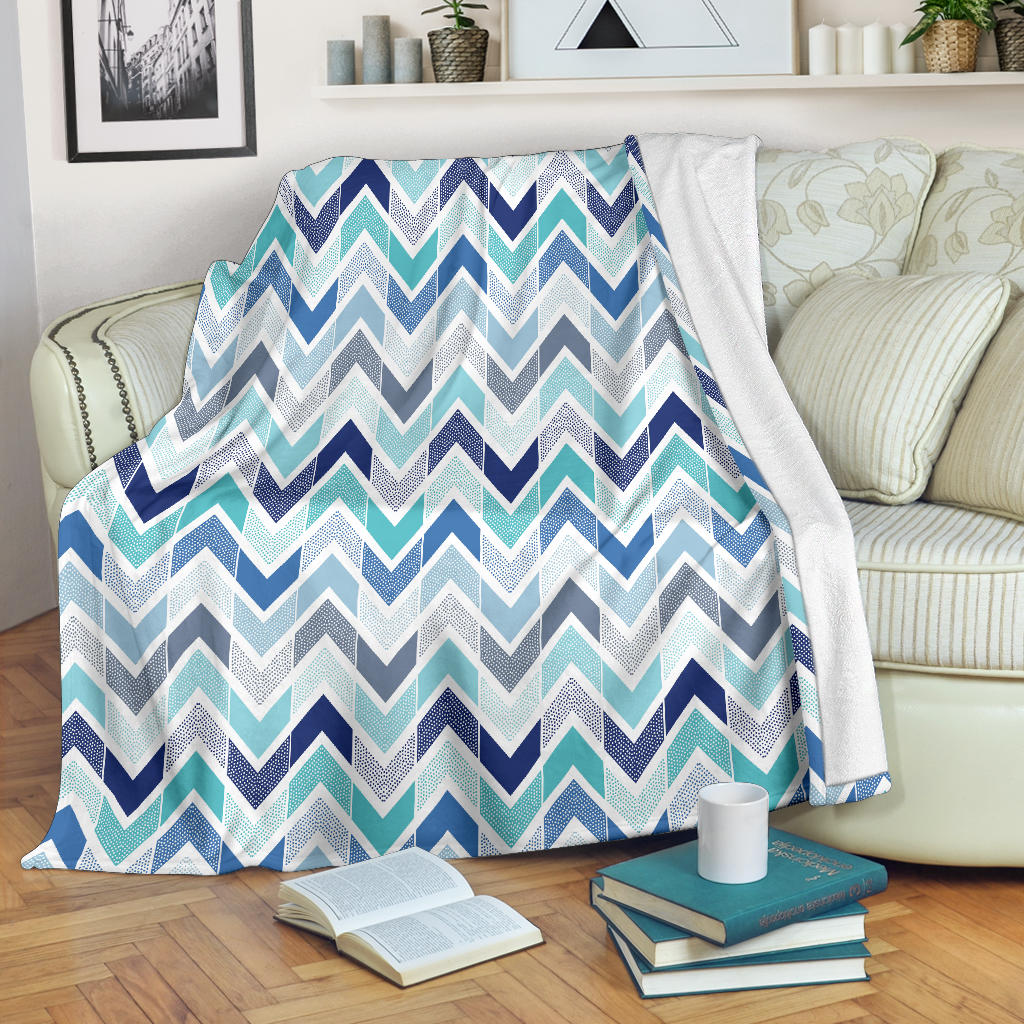 Zigzag  Chevron Blue Pattern Premium Blanket