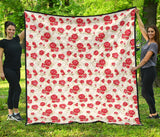 Rose Pattern Print Design 01 Premium Quilt