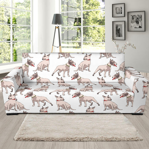 Bull Terrier Pattern Print Design 04 Sofa Slipcover