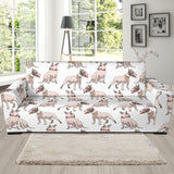 Bull Terrier Pattern Print Design 04 Sofa Slipcover