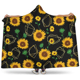 Sunflower Golden Polygonal Shapes Hooded Blanket