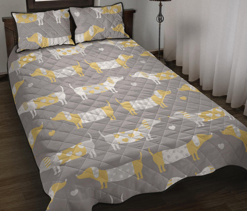 Cute dachshund dog pattern Quilt Bed Set