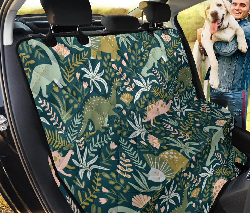 Dinosaurs Tropical Leaves Flower Pattern Dog Car Seat Covers