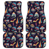 Colorful Mushroom Pattern Front And Back Car Mats