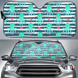 Cute Octopuses Heart Striped Background Car Sun Shade