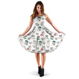 English Bulldog Pattern Print Design 03 Sleeveless Midi Dress