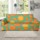 Orange Fruit Pattern Green Background Sofa Slipcover