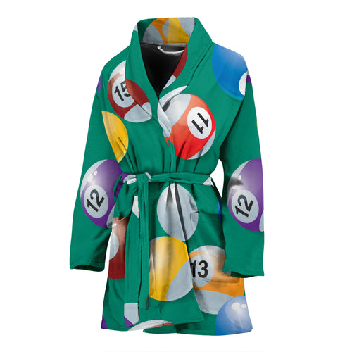 Billiard Ball Pattern Print Design 01 Women's Bathrobe