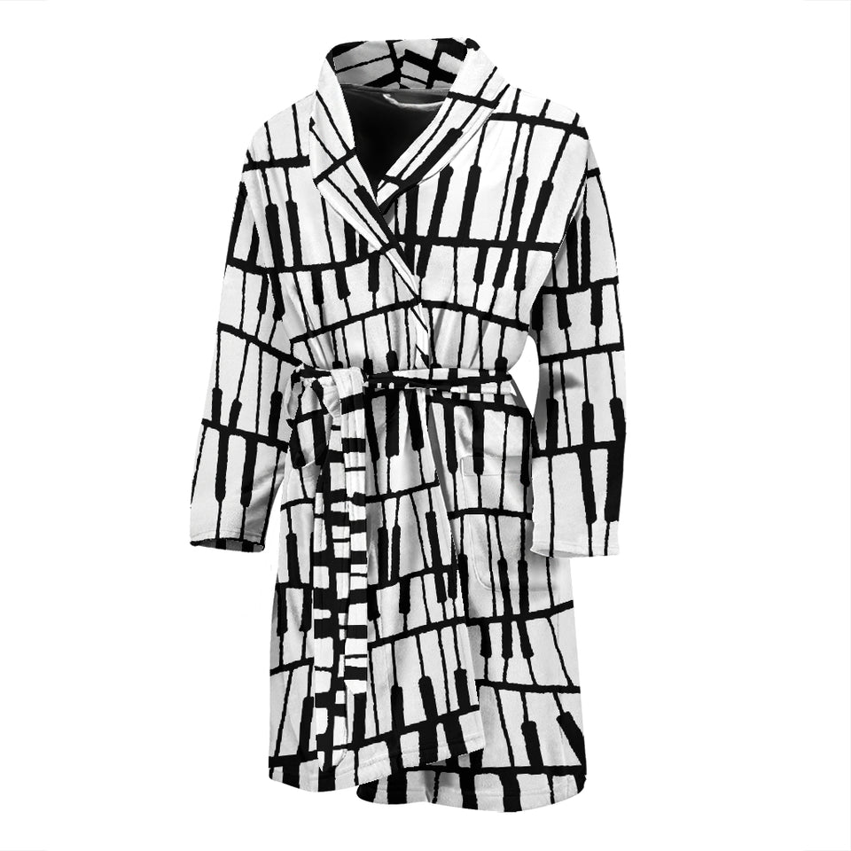 Piano Pattern Print Design 03 Men's Bathrobe