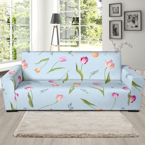 Watercolor Tulips Pattern Sofa Slipcover
