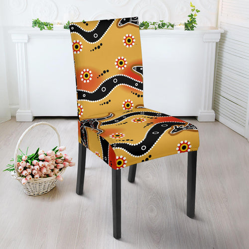 Kangaroo Australian Aboriginal Art Pattern Dining Chair Slipcover
