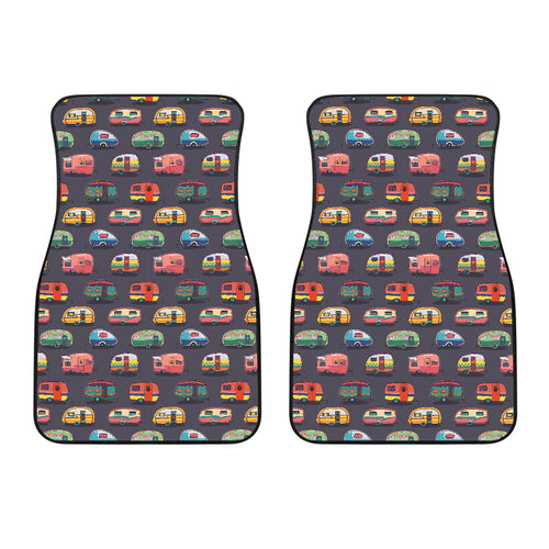 Camper Van Pattern Print Design 02 Front Car Mats