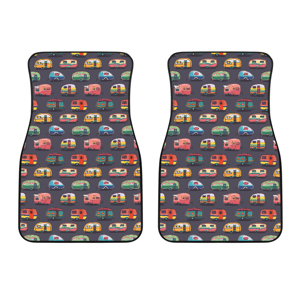 Camper Van Pattern Print Design 02 Front Car Mats
