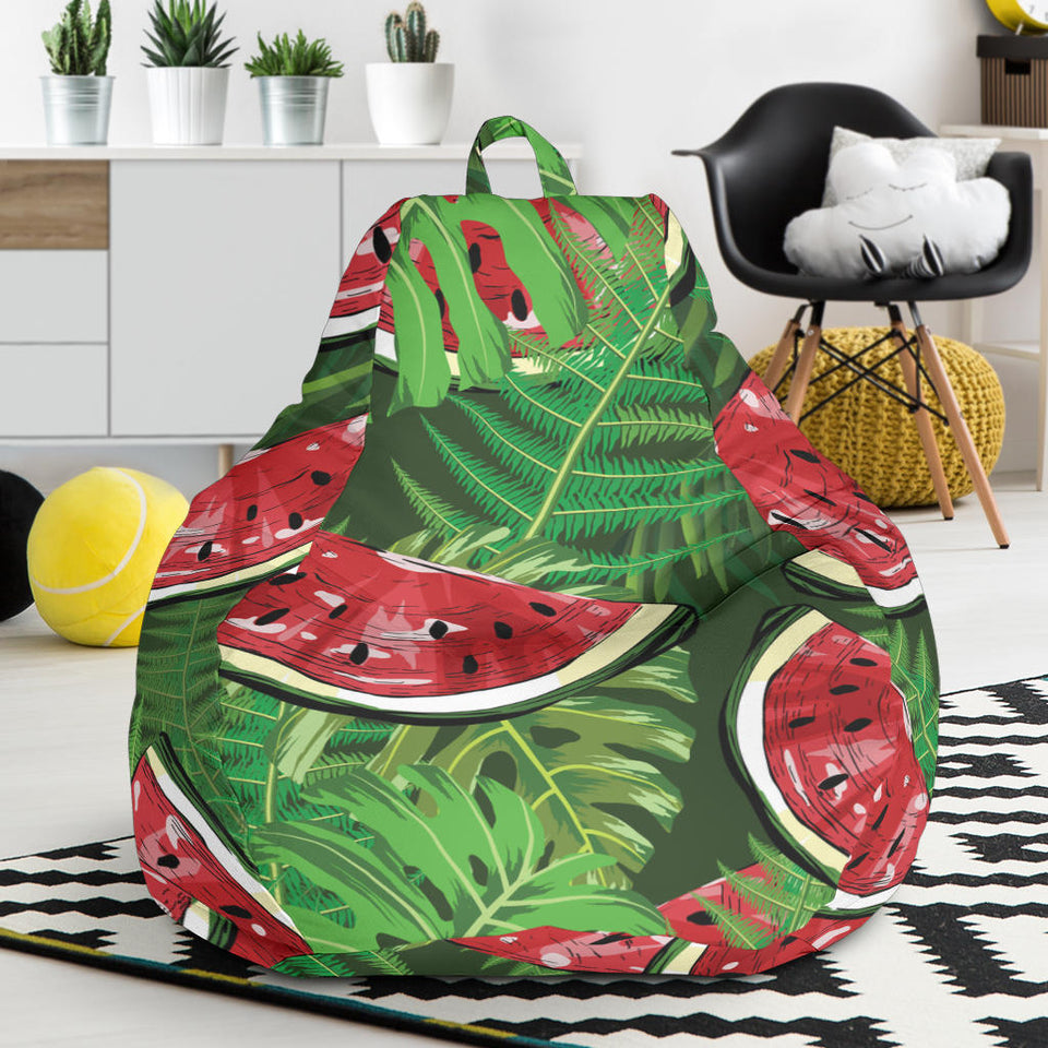 Watermelons Tropical Palm Leaves Pattern Background Bean Bag Cover