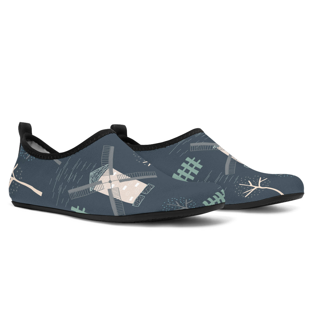 Windmill Tree Pattern Aqua Shoes