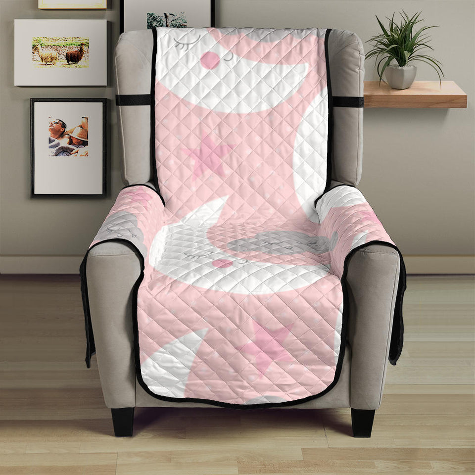 Cute moon cloud star pattern pink dot background Chair Cover Protector