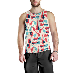 Red Blue guitar pattern Men Tank Top