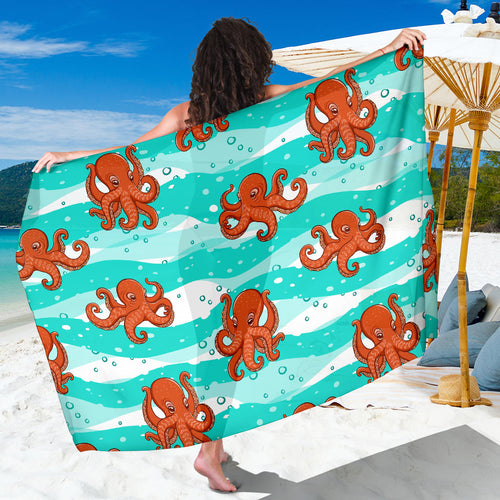 Octopuses Sea Wave Background Sarong