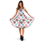 Pretzels Pattern Print Design 04 Sleeveless Midi Dress