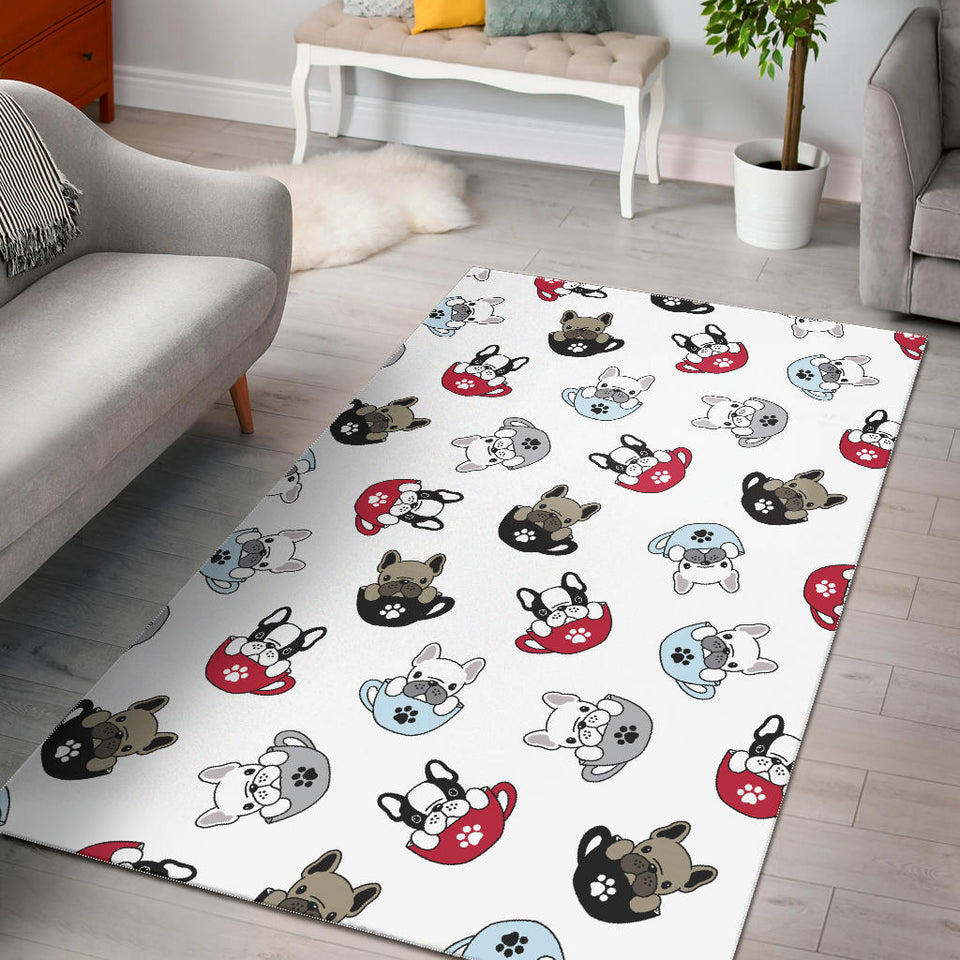 French Bulldog Cup Paw Pattern Area Rug