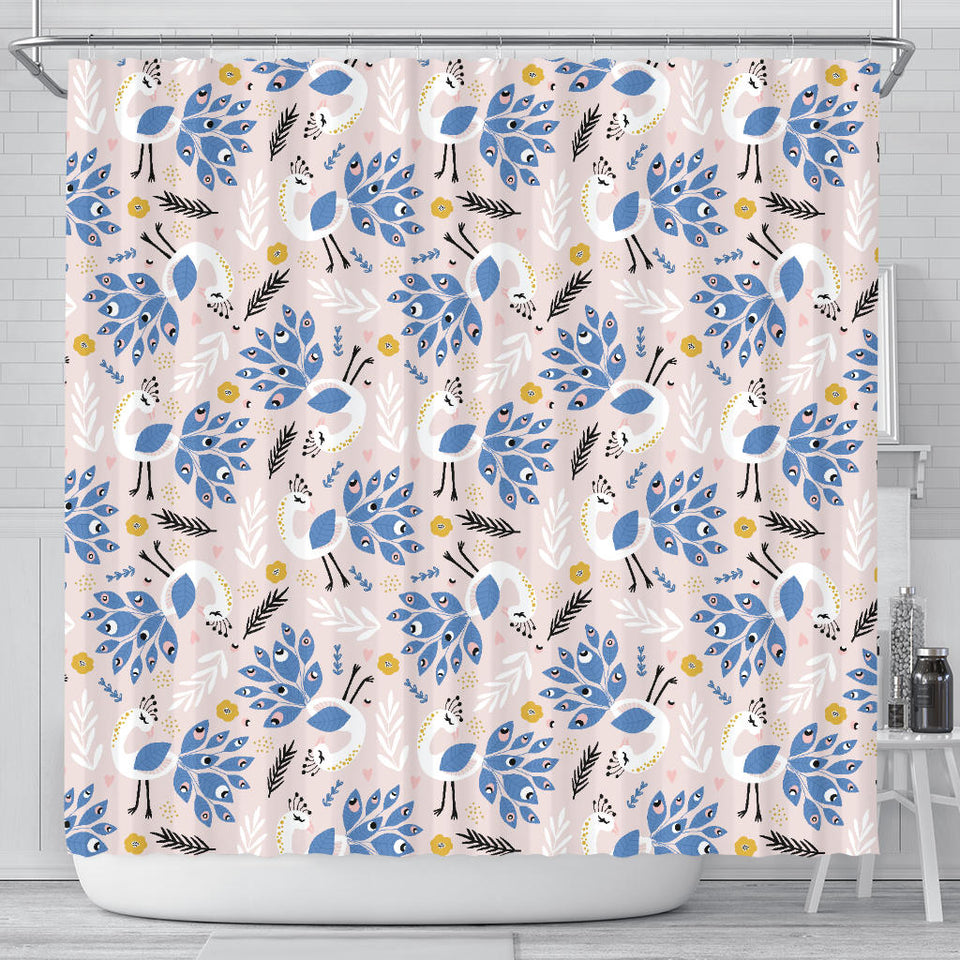Cute Peacock Pattern Shower Curtain Fulfilled In US