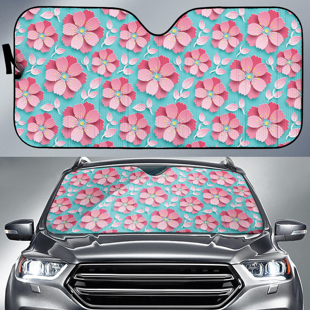3D Sakura Cherry Blossom Pattern Car Sun Shade