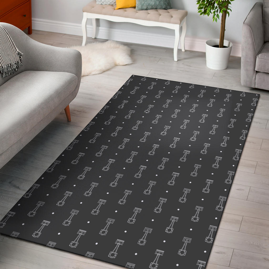 Engine Piston Black Background Pattern Print Design 02 Area Rug