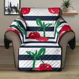 Hand drawn cherry pattern striped background Recliner Cover Protector