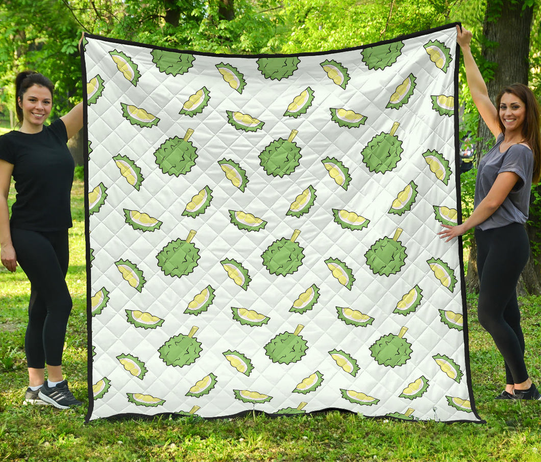 Durian Pattern Blue Background Premium Quilt