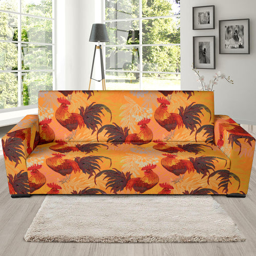 Red Rooster Chicken Cock Pattern Sofa Slipcover