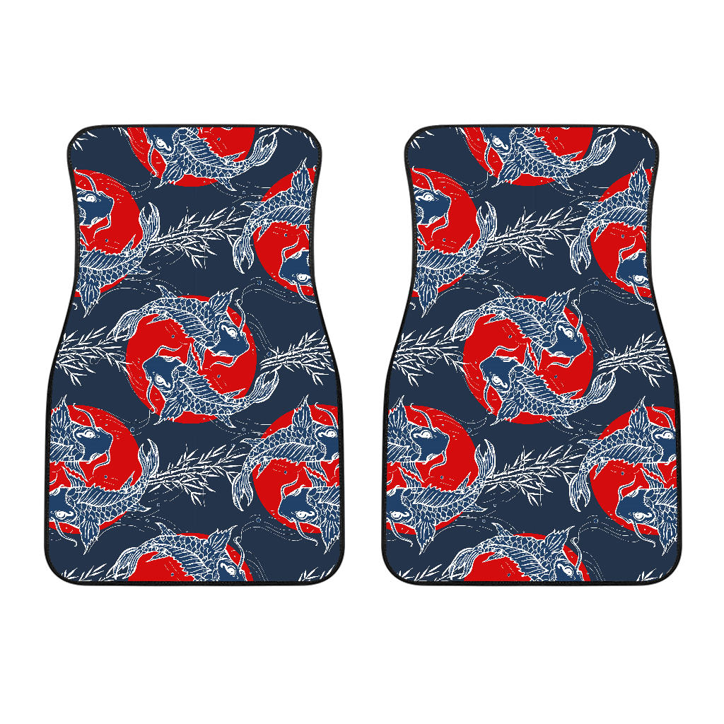 Koi Fish Carp Fishs Hand Drawn Japanese Art Front Car Mats