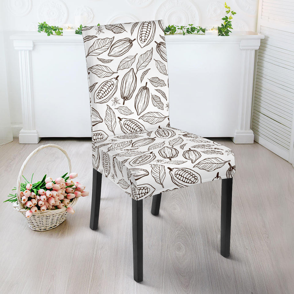 Cocoa Beans Leaves Pattern Dining Chair Slipcover