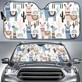 Lama Alpaca Cactus Hand Drawn Pattern Car Sun Shade