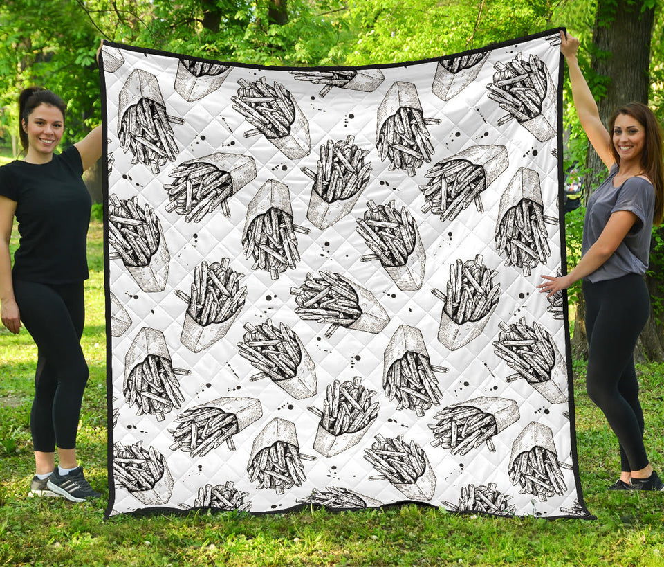 Hand Drawn French Fries Pattern Premium Quilt