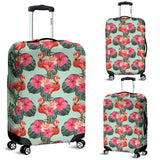 Beautiful Flamingo Tropical Palm Leaves Hibiscus Pateern Background  Luggage Covers