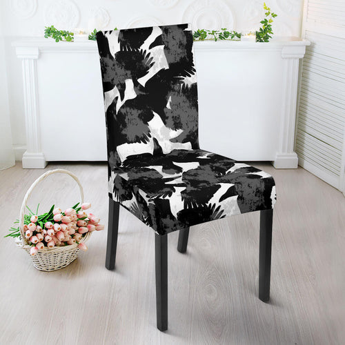 Crow Illustration Pattern Dining Chair Slipcover