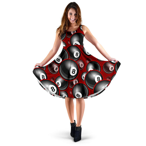 Billiard Ball Pattern Print Design 05 Sleeveless Midi Dress